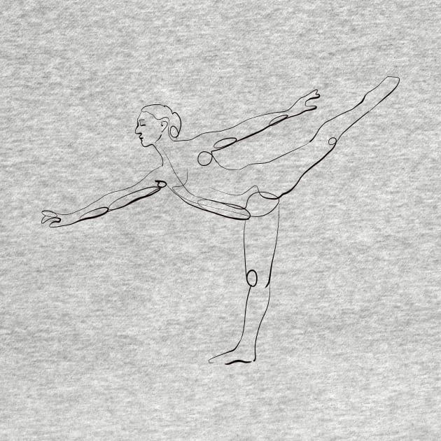 Minimalist Ballet Dancer Line Art - Graceful Arabesque by nycsketchartist